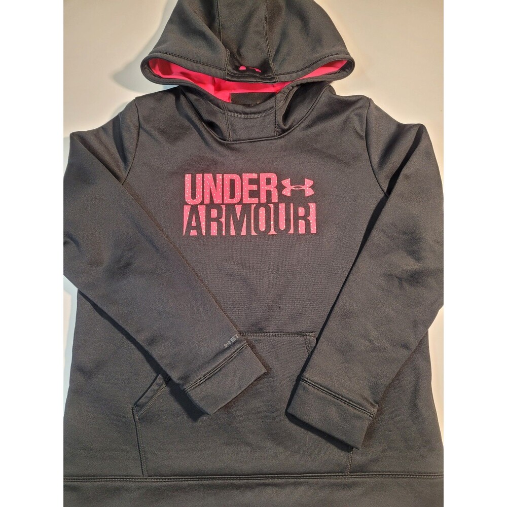 Under Armour Youth XL Hoodie Sweatshirt Black Pink  ColdGear UA Storm #104